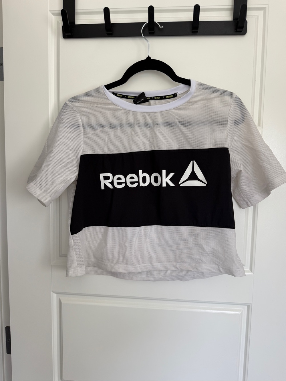 Reebok White Athletic Mesh Tee with Black